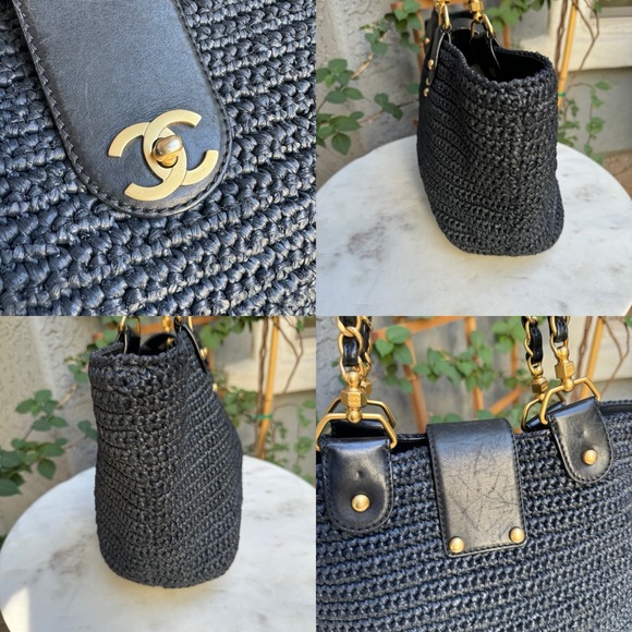 SOLD Chanel Raffia Chain Tote - Picture 6 of 13